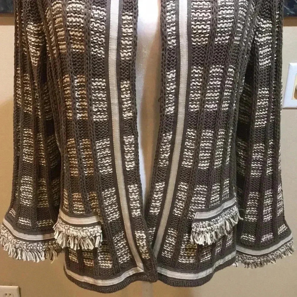 Chico’s Cotton Blend Open Front Cardigan w/Faux Pockets Bell Sleeves-Size 3 - Picture 3 of 11